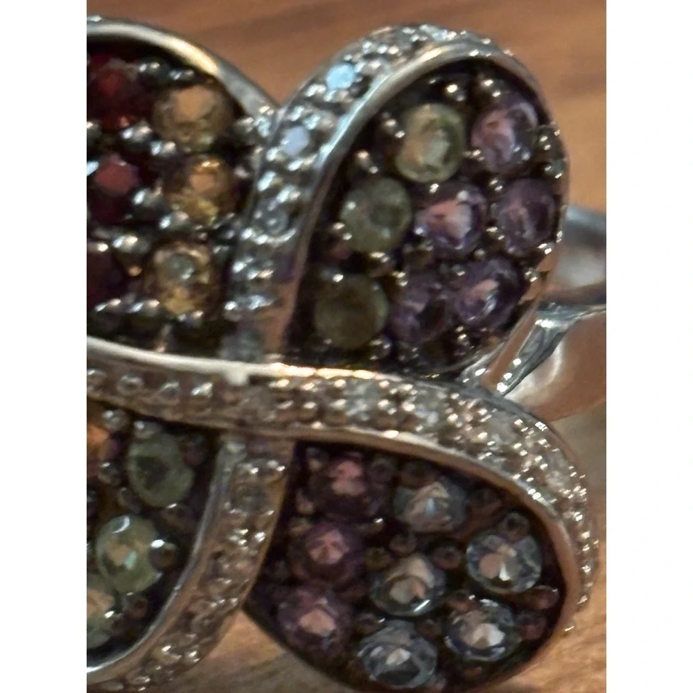 Sterling Silver Multi Gemstone Ring Size 7